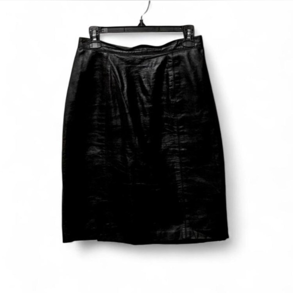 TOMBOY Genuine Leather Black Zip Up Pencil Skirt!